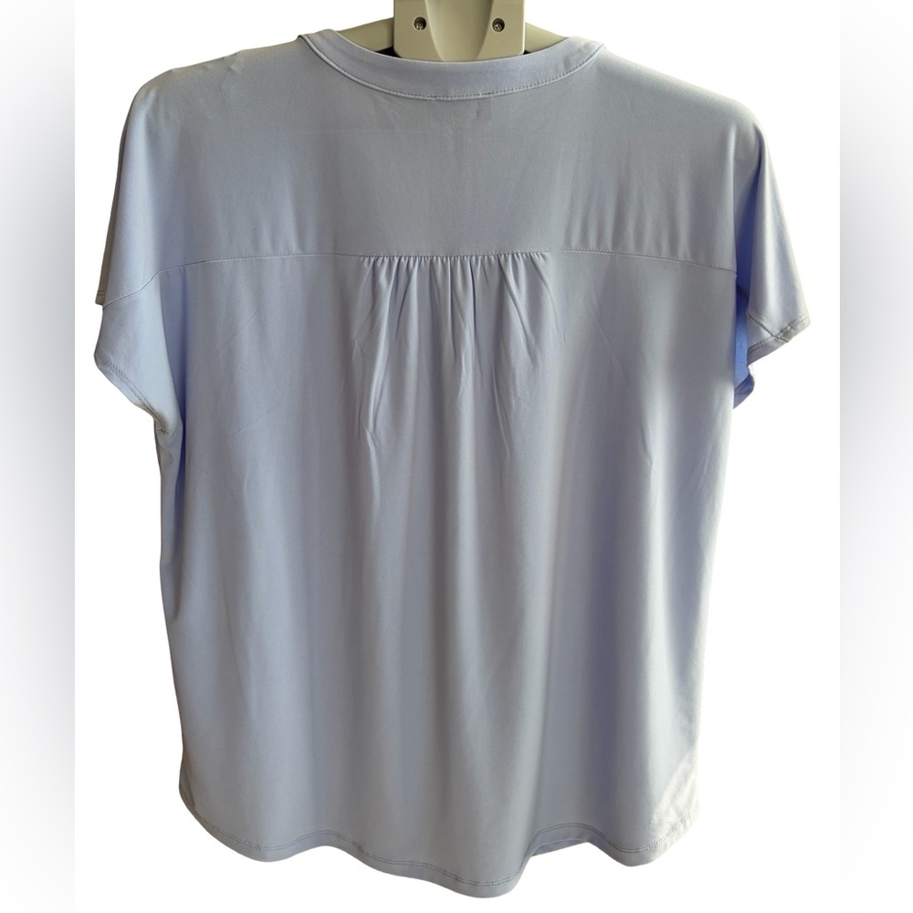 Jones New York Light Blue Short Sleeve V-Neck Tunic - Picture 2 of 3